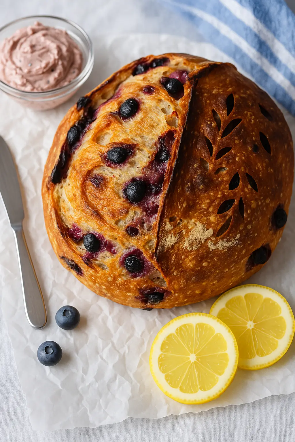 Lemon Blueberry Cream Cheese Sourdough Bread