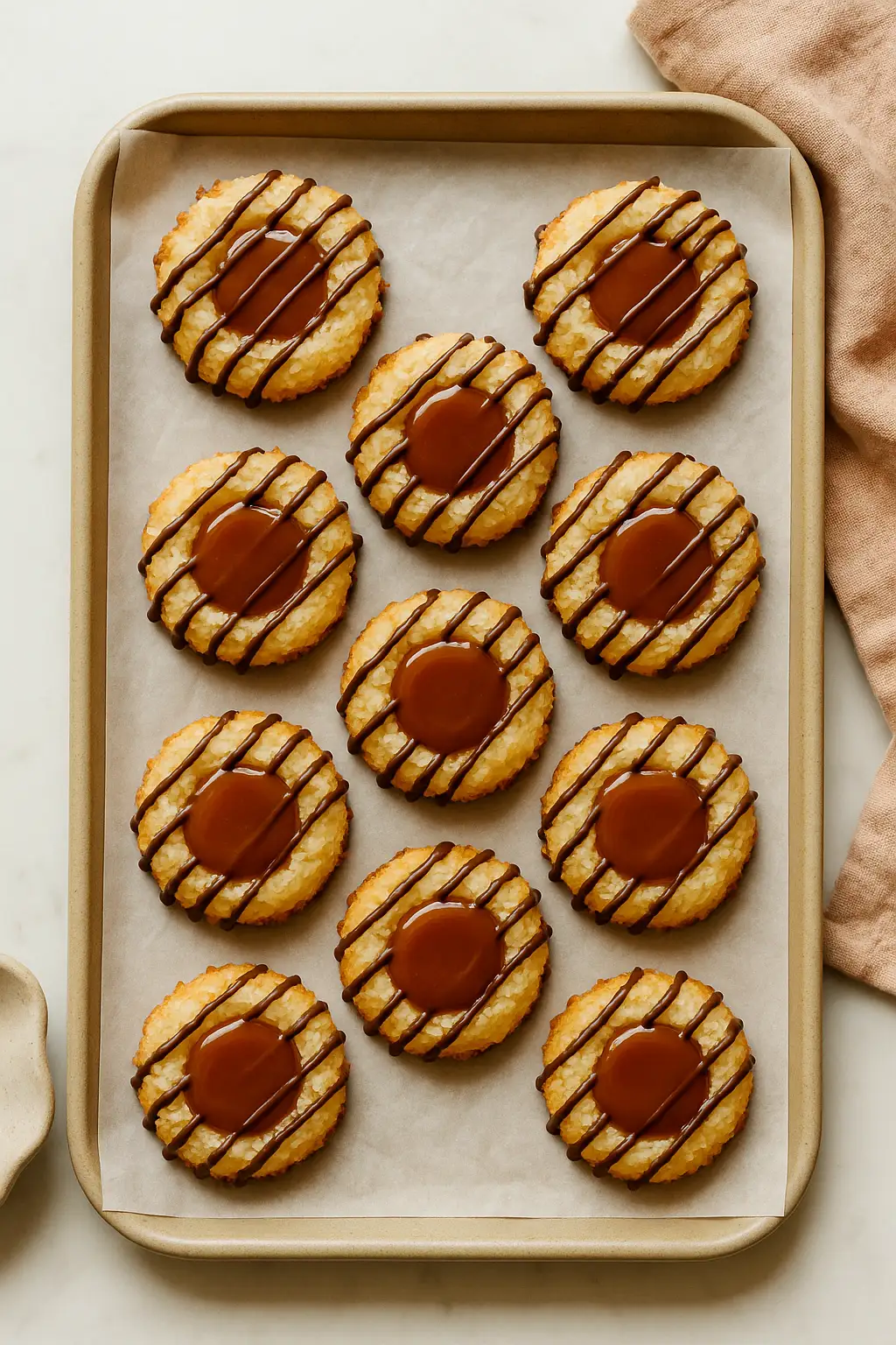 Caramel Coconut Macaroon Thumbprints