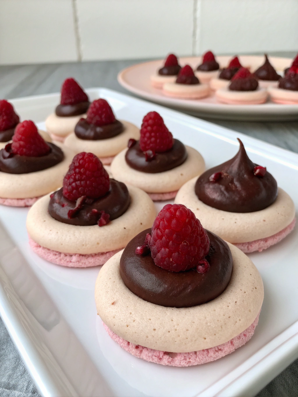Chocolate-Covered Raspberry Meringue Cookies