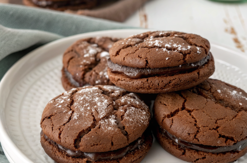 Triple Chocolate Crinkle Sandwich Cookies