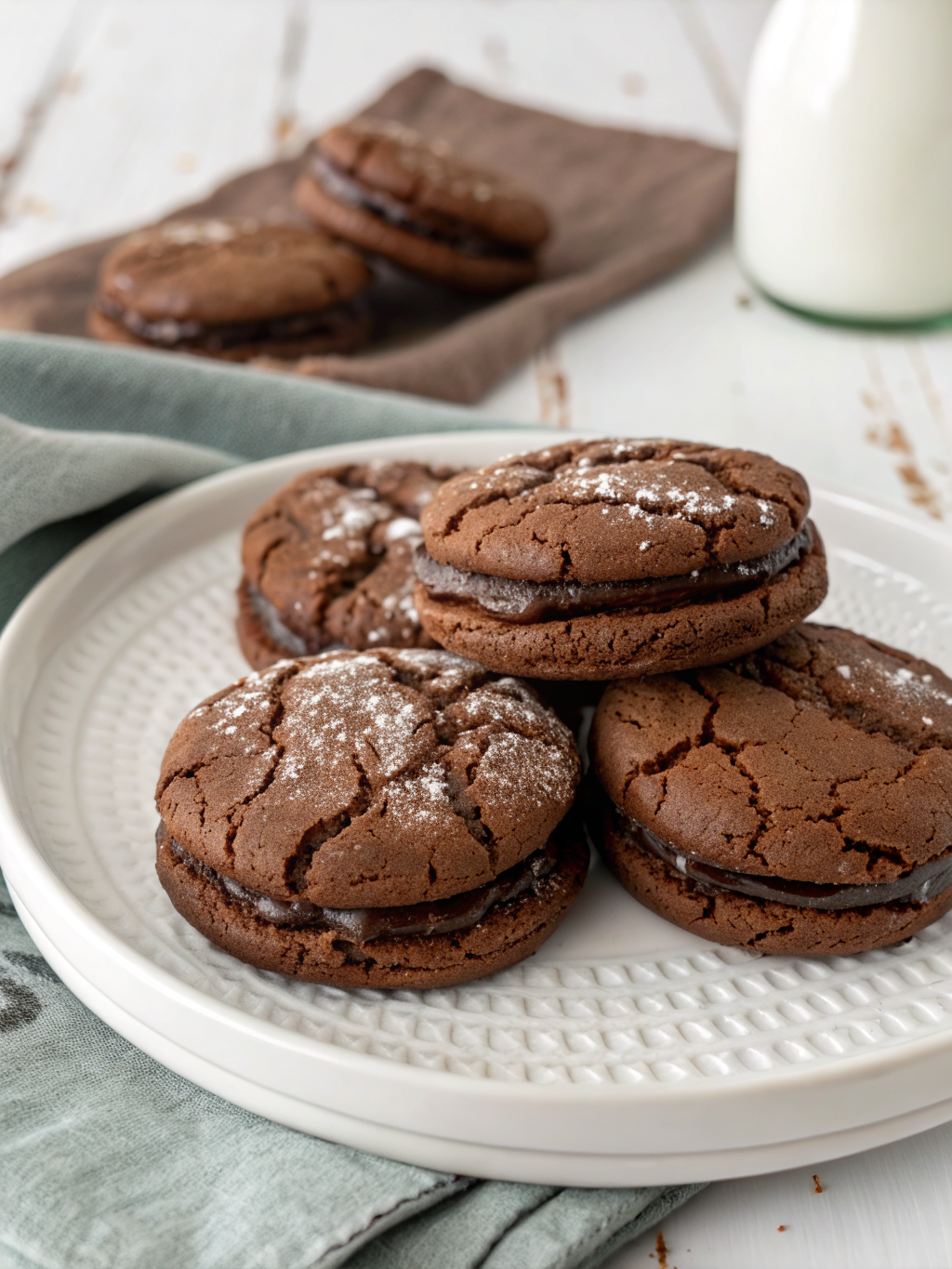 Triple Chocolate Crinkle Sandwich Cookies